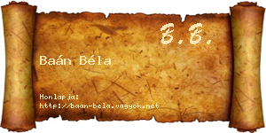 Baán Béla névjegykártya